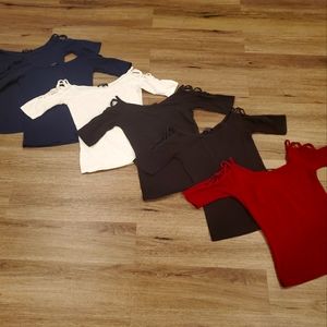 Lot of 6 cotton blend women's tops with cut shoulder detail Size S/XS